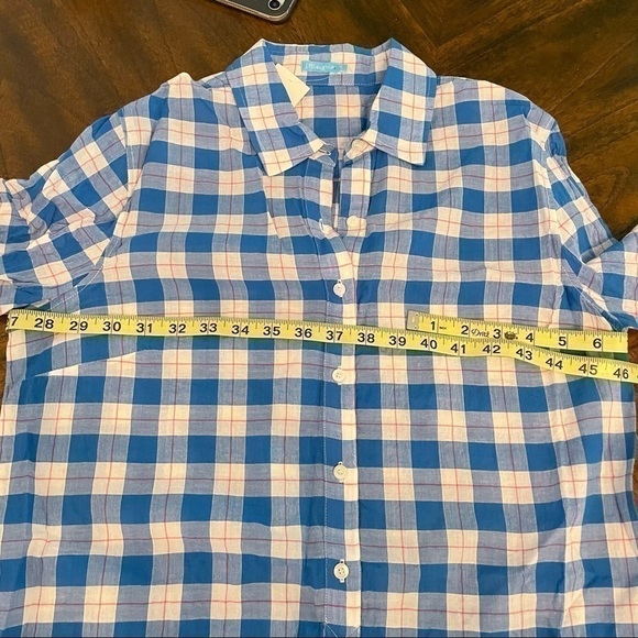 J.McLaughlin Wren Tunic Blue Gingham Check Button Down Shirt Size Small - Picture 7 of 10
